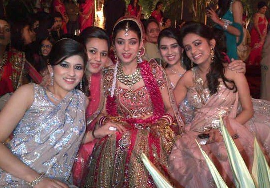 Photo of Natasha Jain Gambhir with friends at her wedding to Gautum Gambhir