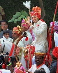 Riteish on a horse with his Barat on Feb 3, 2012.