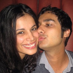 Raj Koothrappali (Kunal Nayyar) with wife Neha Kapoor.