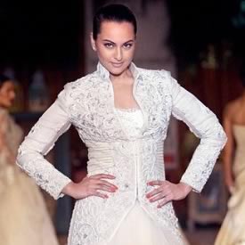 Sonakshi Sinha models a Shantanu Nikhil wedding dress