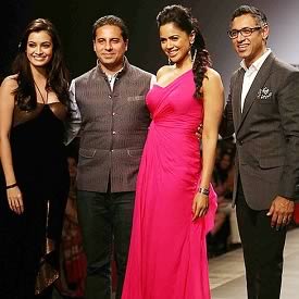 Designers Shantanu and Nikhil with Dia Mirza and Samira Reddy
