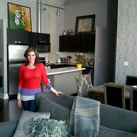 Photo of Lisa Ray at her house in Toronto, Canada. Lisa Ray is in her kitchen.