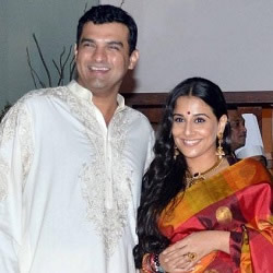 Happy looking Vidya Balan and Siddharth Kapoor at their wedding Sangeet on 11 Dec, 2012.