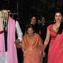 Mohit Suri arriving at his wedding to udita along with grandmother, sister and cousin.