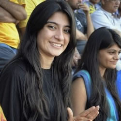 Ceteshwar Pujara's Wife Puja with her sister watching a cricket match
