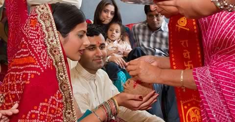 Gujarati Wedding Engagement Ceremony is called "Gol Dhana".