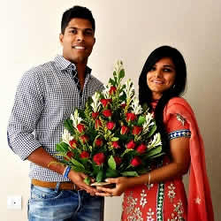 Engagement picture of Indian cricketer Umesh Yadav with wife, Tanya Wadhwa.