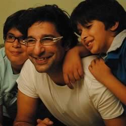 Wasim Akram with sons Taimur Akram and Akbar Akram.