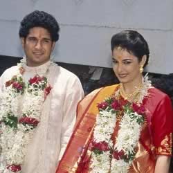 Marriage Picture of Anjali Tendulkar and Sachin Tendulkar.
