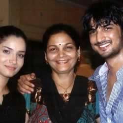Sushant Singh Rajput with his wife, Ankita Lokhande and her mother.
