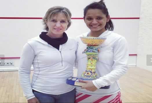 Dipika Pallikal and coach Sarah Fitz-Gerald (world squash champion)