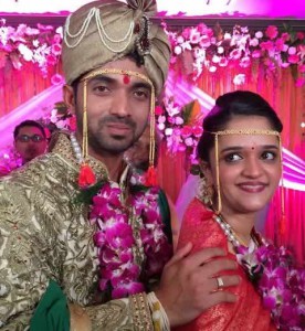 Ajinkya Rahane Wedding Photo with his Wife, Radhika