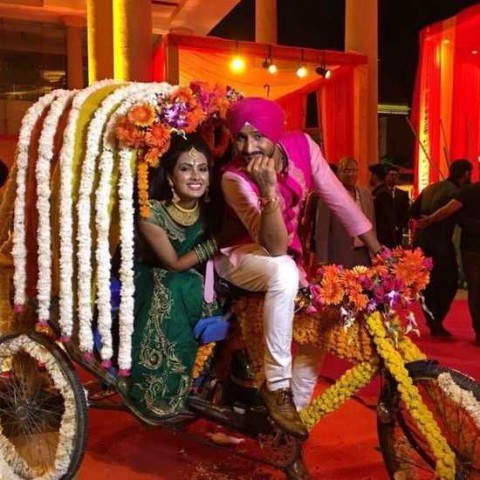 Harbhajan Singh And Wife at Their Engagement And Sangeet