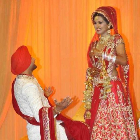 Harbhajan Singh With Wife, Gita Basra, At Their Wedding