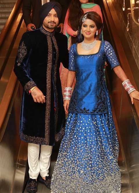 Harbhajan Singh And His Wife At Their Wedding Reception